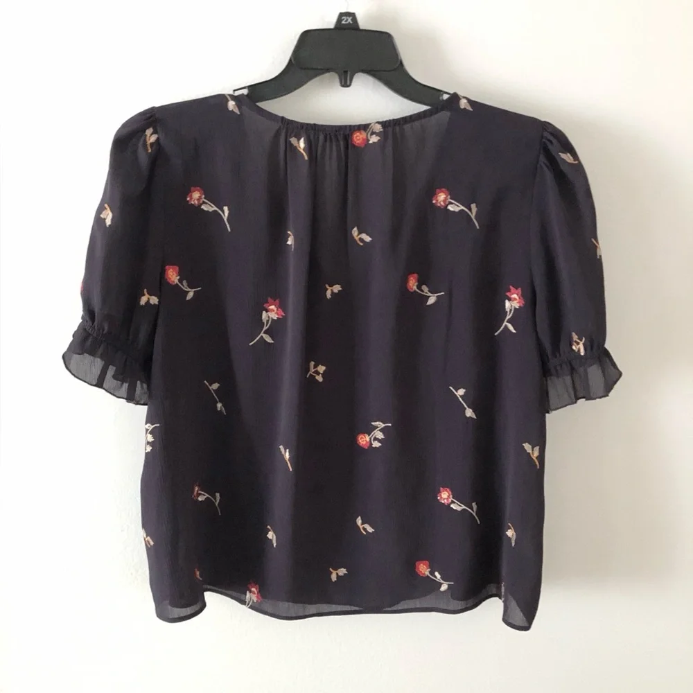 Madewell Zephyr Embroidered Floral Top Boho Fall Medium